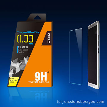 Anti-glare and anti-UV 0.33mm round angle tempered glass screen protector for HTC ONE MAX